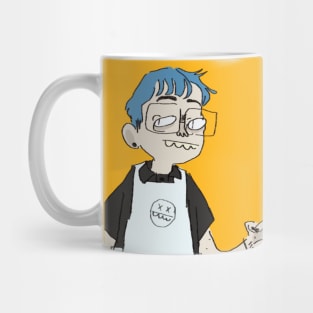 blue hair with an apron Mug